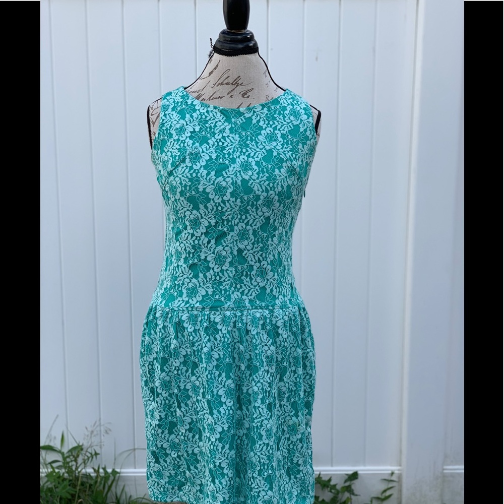 Cynthia Rowley turquoise and white lace dress